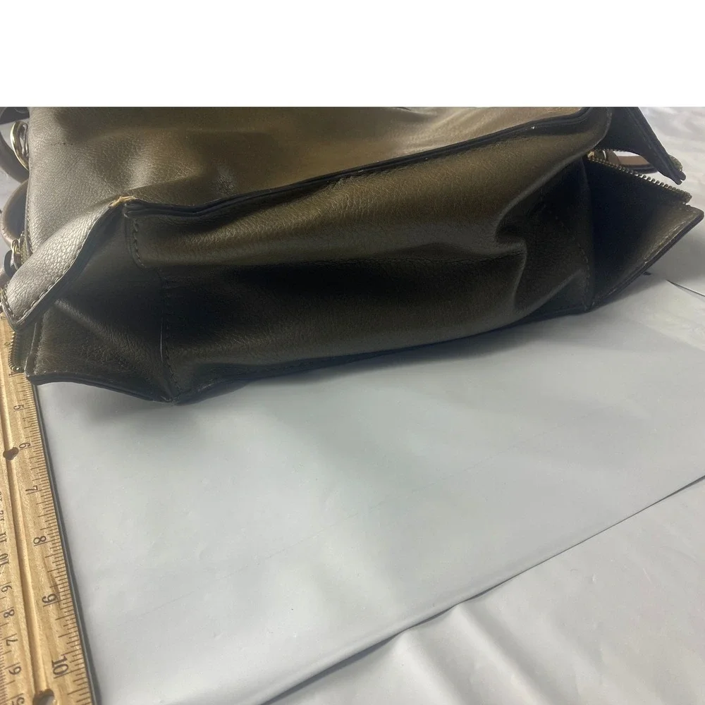 Olive Green Faux Leather Satchel Handbag‎ Removable Shoulder Strap